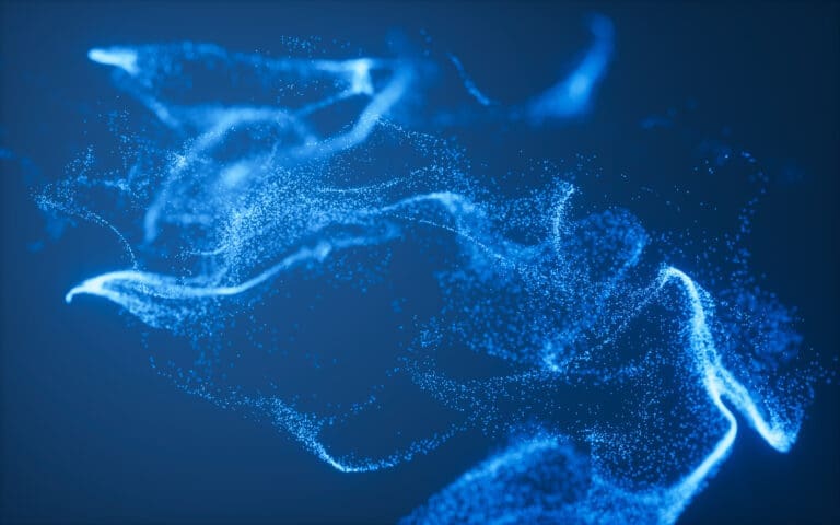 Blue abstract glowing particles, 3d rendering